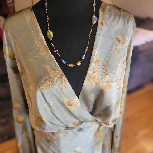 Zara Printed Elegant Floral Wrap With Bell Sleeves Dress Size XXL - Picture 6 of 16